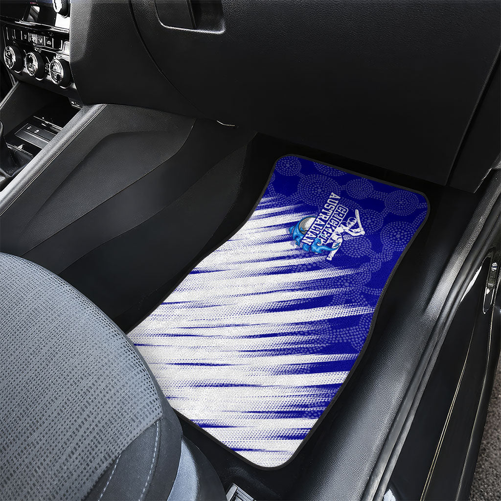 Cricket Australian Car Mats Blue Fire Ball Graphic With Aboriginal Dot Art Style