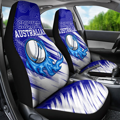 Cricket Australian Car Seat Cover Blue Fire Ball Graphic With Aboriginal Dot Art Style