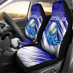Cricket Australian Car Seat Cover Blue Fire Ball Graphic With Aboriginal Dot Art Style