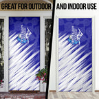 Cricket Australian Door Cover Blue Fire Ball Graphic With Aboriginal Dot Art Style