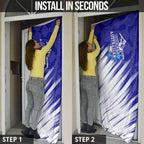 Cricket Australian Door Cover Blue Fire Ball Graphic With Aboriginal Dot Art Style