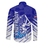 Cricket Australian Family Matching Long Sleeve Bodycon Dress and Hawaiian Shirt Blue Fire Ball Graphic With Aboriginal Dot Art Style