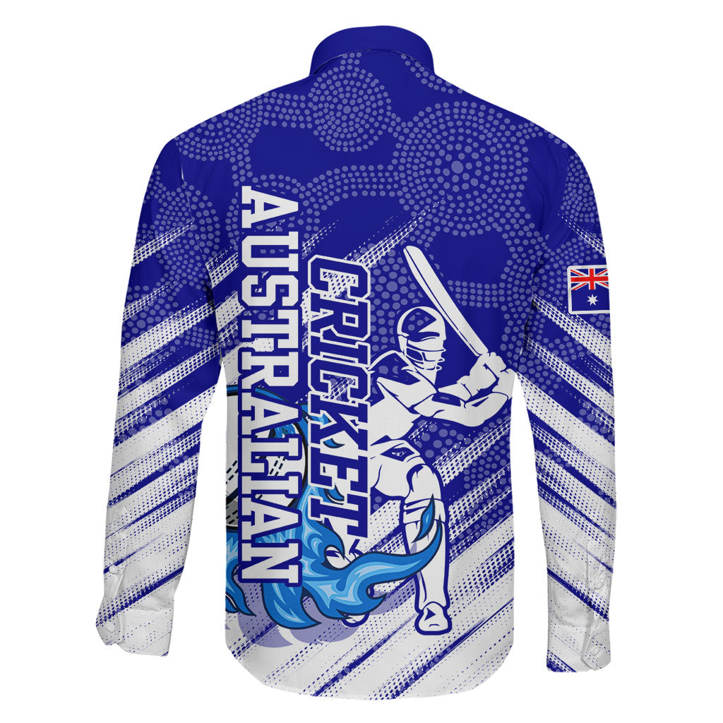 Cricket Australian Family Matching Off Shoulder Maxi Dress and Hawaiian Shirt Blue Fire Ball Graphic With Aboriginal Dot Art Style