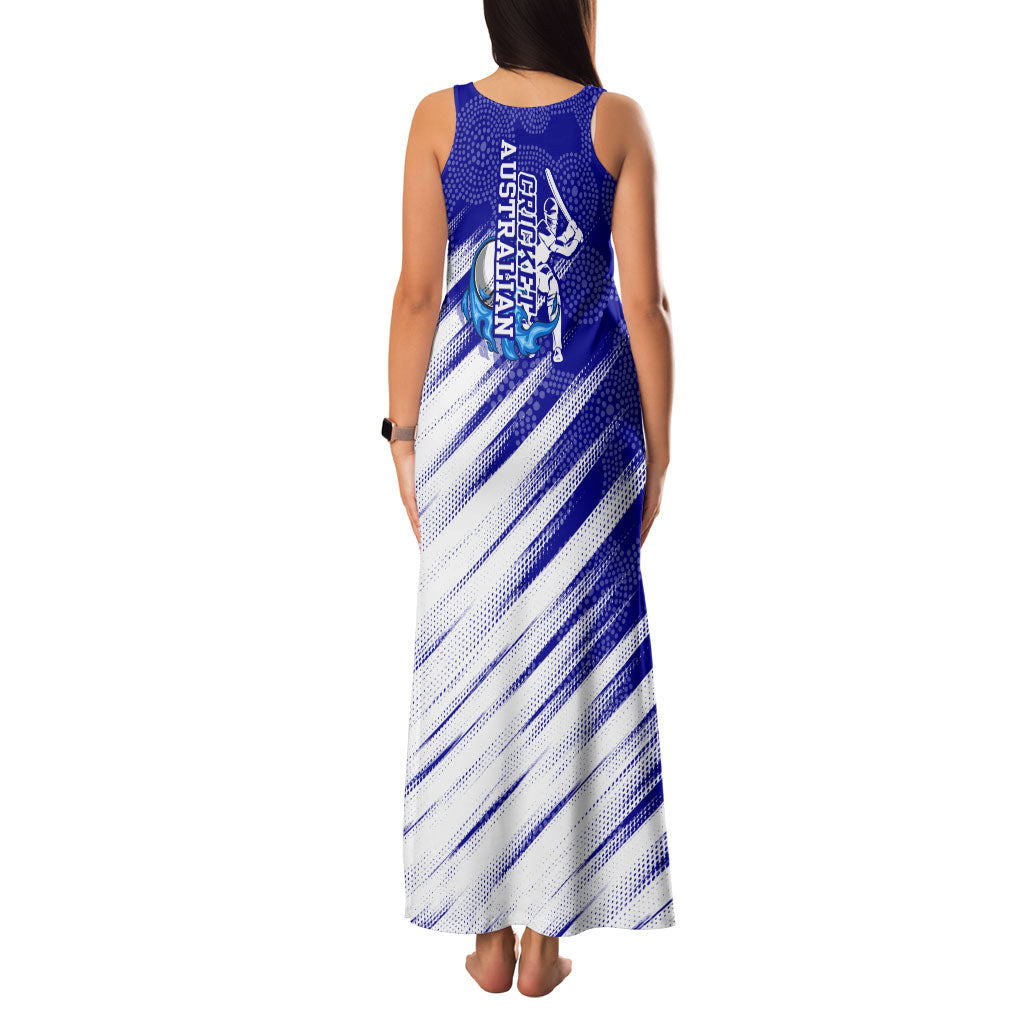 Cricket Australian Family Matching Tank Maxi Dress and Hawaiian Shirt Blue Fire Ball Graphic With Aboriginal Dot Art Style
