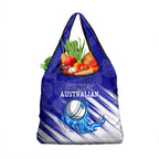 Cricket Australian Grocery Bag Blue Fire Ball Graphic With Aboriginal Dot Art Style