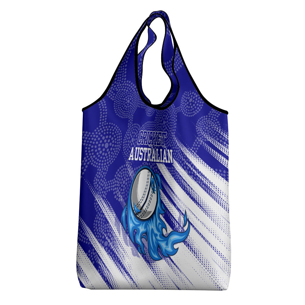 Cricket Australian Grocery Bag Blue Fire Ball Graphic With Aboriginal Dot Art Style