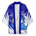 Cricket Australian Kimono Blue Fire Ball Graphic With Aboriginal Dot Art Style