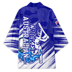 Cricket Australian Kimono Blue Fire Ball Graphic With Aboriginal Dot Art Style