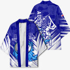 Cricket Australian Kimono Blue Fire Ball Graphic With Aboriginal Dot Art Style