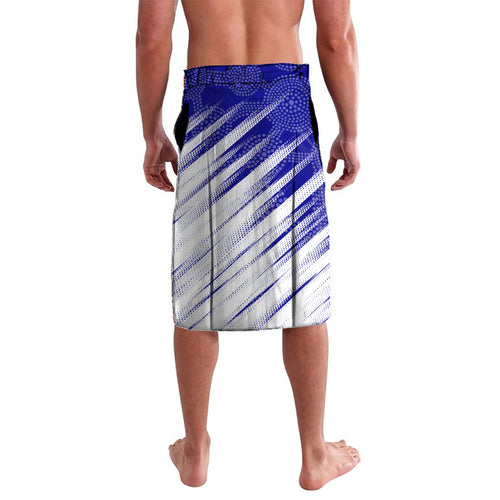 Cricket Australian Lavalava Blue Fire Ball Graphic With Aboriginal Dot Art Style
