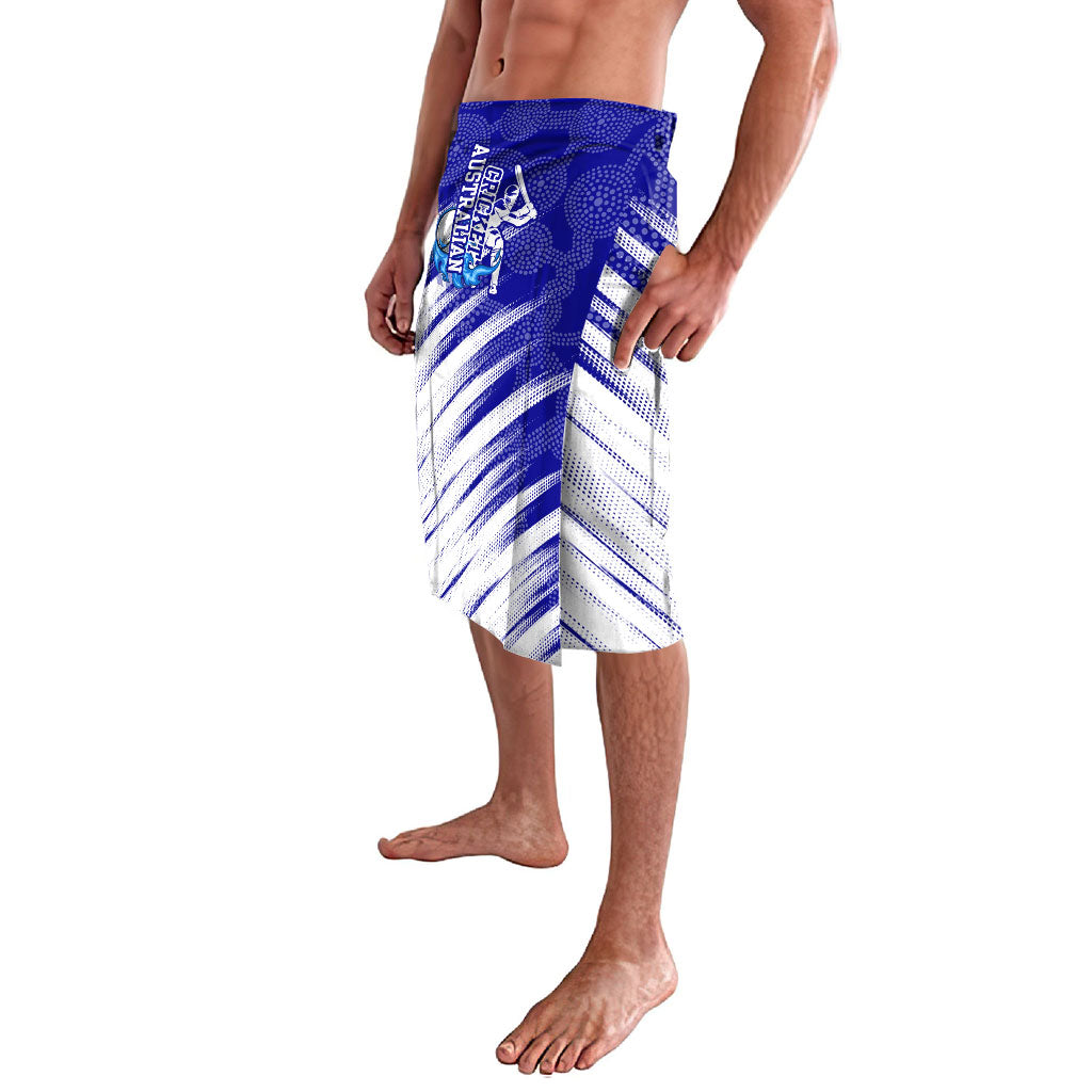 Cricket Australian Lavalava Blue Fire Ball Graphic With Aboriginal Dot Art Style