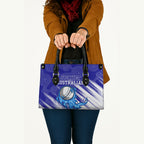 Cricket Australian Leather Bag Blue Fire Ball Graphic With Aboriginal Dot Art Style