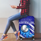 Cricket Australian Luggage Cover Blue Fire Ball Graphic With Aboriginal Dot Art Style