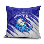 Cricket Australian Pillow Cover Blue Fire Ball Graphic With Aboriginal Dot Art Style