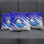 Cricket Australian Pillow Cover Blue Fire Ball Graphic With Aboriginal Dot Art Style
