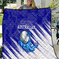 Cricket Australian Quilt Blue Fire Ball Graphic With Aboriginal Dot Art Style