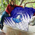 Cricket Australian Quilt Blue Fire Ball Graphic With Aboriginal Dot Art Style