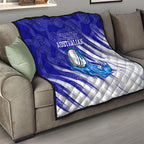 Cricket Australian Quilt Blue Fire Ball Graphic With Aboriginal Dot Art Style