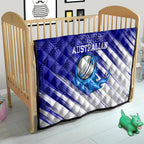 Cricket Australian Quilt Blue Fire Ball Graphic With Aboriginal Dot Art Style