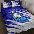 Cricket Australian Quilt Bed Set Blue Fire Ball Graphic With Aboriginal Dot Art Style