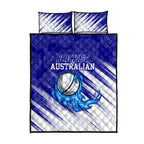 Cricket Australian Quilt Bed Set Blue Fire Ball Graphic With Aboriginal Dot Art Style