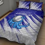 Cricket Australian Quilt Bed Set Blue Fire Ball Graphic With Aboriginal Dot Art Style