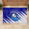 Cricket Australian Rubber Doormat Blue Fire Ball Graphic With Aboriginal Dot Art Style