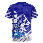 Cricket Australian Rugby Jersey Blue Fire Ball Graphic With Aboriginal Dot Art Style