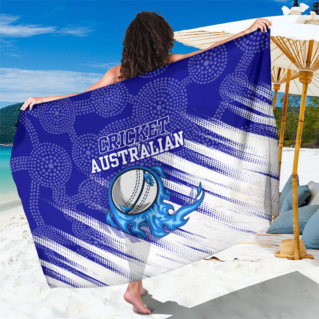 Cricket Australian Sarong Blue Fire Ball Graphic With Aboriginal Dot Art Style