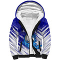 Cricket Australian Sherpa Hoodie Blue Fire Ball Graphic With Aboriginal Dot Art Style
