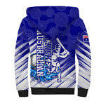 Cricket Australian Sherpa Hoodie Blue Fire Ball Graphic With Aboriginal Dot Art Style