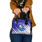 Cricket Australian Shoulder Handbag Blue Fire Ball Graphic With Aboriginal Dot Art Style