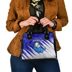Cricket Australian Shoulder Handbag Blue Fire Ball Graphic With Aboriginal Dot Art Style