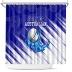Cricket Australian Shower Curtain Blue Fire Ball Graphic With Aboriginal Dot Art Style