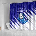 Cricket Australian Shower Curtain Blue Fire Ball Graphic With Aboriginal Dot Art Style