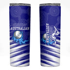 Cricket Australian Skinny Tumbler Blue Fire Ball Graphic With Aboriginal Dot Art Style
