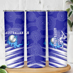 Cricket Australian Skinny Tumbler Blue Fire Ball Graphic With Aboriginal Dot Art Style