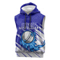 Cricket Australian Sleeveless Hoodie Blue Fire Ball Graphic With Aboriginal Dot Art Style