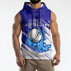 Cricket Australian Sleeveless Hoodie Blue Fire Ball Graphic With Aboriginal Dot Art Style