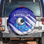 Cricket Australian Spare Tire Cover Blue Fire Ball Graphic With Aboriginal Dot Art Style