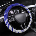 Cricket Australian Steering Wheel Cover Blue Fire Ball Graphic With Aboriginal Dot Art Style