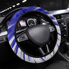 Cricket Australian Steering Wheel Cover Blue Fire Ball Graphic With Aboriginal Dot Art Style