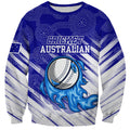Cricket Australian Sweatshirt Blue Fire Ball Graphic With Aboriginal Dot Art Style