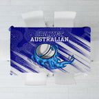 Cricket Australian Tablecloth Blue Fire Ball Graphic With Aboriginal Dot Art Style