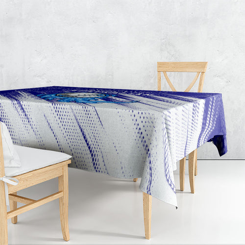 Cricket Australian Tablecloth Blue Fire Ball Graphic With Aboriginal Dot Art Style