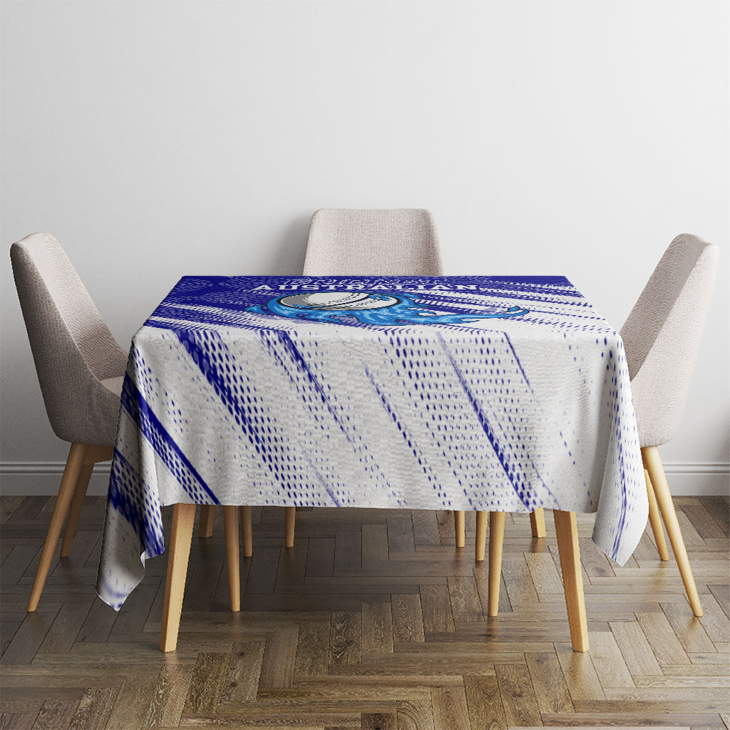 Cricket Australian Tablecloth Blue Fire Ball Graphic With Aboriginal Dot Art Style