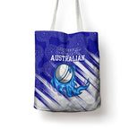 Cricket Australian Tote Bag Blue Fire Ball Graphic With Aboriginal Dot Art Style