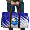 Cricket Australian Travel Bag Blue Fire Ball Graphic With Aboriginal Dot Art Style