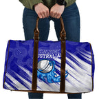 Cricket Australian Travel Bag Blue Fire Ball Graphic With Aboriginal Dot Art Style