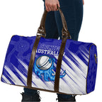 Cricket Australian Travel Bag Blue Fire Ball Graphic With Aboriginal Dot Art Style